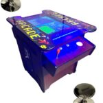 Full Size Commercial Grade Cocktail Arcade Machine 2 Player Upgraded Trackballs 412 Games 22" LCD Screen Tempered Glass 2 Stools Included 5 Year Warranty Dark Wood