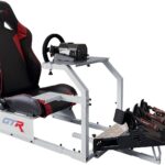GTR Simulator GTA Model Silver Frame with Adjustable Leatherette Racing Seat Gaming Simulator Cockpit Chair | RS30 Wheel | V3 Pedal Setup (GTA with RS30 Wheel & V3 3-Pedal Setup)  Video Games