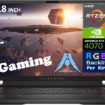 Alienware m18 18" 480 Hz FHD+WVA Gaming Laptop (12-Core AMD Ryzen 9 7845HX, 32GB DDR5, 1TB PCIe SSD, RTX 4070 8GB, Per Key RGB Backlit KB, Wi-Fi 6, BT 5.3, RJ-45, Webcam, Win11P)  Electronics