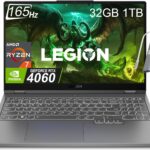 Lenovo Legion 5 Gaming Laptop (15.6" 2K 165Hz, AMD Ryzen 7 7735HS, GeForce RTX 4060 8GB, 32GB DDR5 RAM, 1TB SSD, (8 Core Beat i7-12700H)) Backlit, Wi-Fi 6, IST Cable, Win 11 Home, 2024, Storm Grey  Electronics