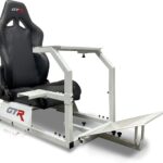 GTR Simulator GTA Model White Frame with Black Adjustable Leatherette Seat Racing Driving Gaming Simulator Cockpit Chair  Video Games