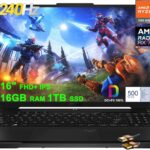 ASUS TUF Gaming A16 Laptop 16" QHD+ 240Hz (500nits DCI-P3 100% 3ms) AMD 8-core Zen 4 Ryzen 9 7940HS (>i7-13700H) 16GB RAM 1TB SSD Radeon RX 7700S Graphic (>RTX4060) Backlit USB4 Win11 + HDMI Cable  Electronics
