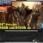 ASUS TUF Gaming A16 Laptop | 16"" FHD+ 165Hz 100% sRGB | AMD 8-core Ryzen 7 7735HS | 16GB DDR5 512GB SSD | Radeon RX7700S 8GB Graphic (>RTX4060) | Backlit USB-C USB4 Win11Pro + HDMI Cable, Black  Electronics