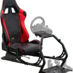VIVO Racing Simulator Cockpit with Wheel Stand, Gear Mount, Chair and Frame Only, Fits Logitech, Thrustmaster, Fanatec, Compatible with Xbox One, PlayStation, PC Video Game, Red Stripe, STAND-RACE1B  Home & Kitchen