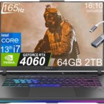 Asus ROG Strix G16 Gaming 16/inches FHD+ 165Hz (Intel 13th Gen Core i7-13650H,64GB DDR5 RAM,2TB PCIe SSD,Gece RTX 4060 8GB) RGB Backlit,Thunderbolt 4,Wi-Fi 6E,IST Cable,Win 11 Home-2023 Eclipse Gray  Electronics