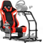 Anman Adjustable Gaming Sim Cockpit Gaming Chair with Bluetooth Speakers Fits for Logitech/Thrustmaster/Fanatec G920 G923 G29 T300 Steering Wheel Stand,No Including Steering Wheel,Pedal and Handbrake  Video Games