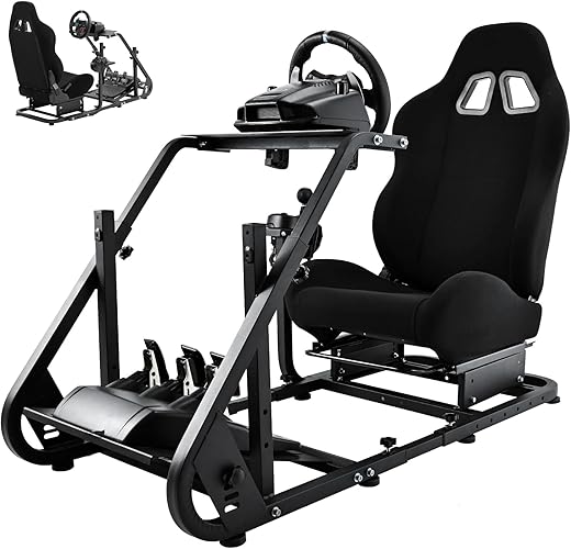 Dardoo G29 Racing Simulator Cockpit with Ergonomic Gaming Seat Fit for Logitech/Thrustmaster/Fanatec G25 G27 G923 T150,Steering Wheel Stand Mountable Monitor Mount,Not Include...