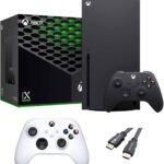X-Box Series X Gaming Console Bundle - 1TB SSD Black X-Box Console with Two Wireless Controllers -Black and White -and ahaghug Authorized HDMI Cable  Video Games