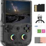 RG406V Android 13 Handheld Game Console 4" HD IPS 8GB RAM 128GB Storage RGB Lighting Game Player 5500mAh Battery Multi-Format Game Support(Black Transparent)  Toys & Games