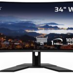 GIGABYTE - G34WQCP - Pro Version - 34" VA Curved Gaming Monitor - WQHD 3440x1440-180Hz - 1ms MPRT - AMD FreeSync Premium - HDMI, DP, Type C - Height Adjustable - Black  Electronics