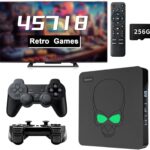 Retro Game Console with 45718 Plug and Play Video Games, 75 Emulator Console All in 1 Video Game Console, EmuELEC 4.6 Game System, Android TV 9, S922X Chip, 4K HD Output, WiFi & BT 4.1, 2 Wireless CTL  Video Games