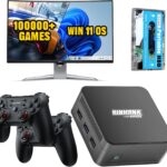 Kinhank Mini PC KP100,Small PC 16GB DDR5+512GB SSD,Win 11 Retro Game Console with 100000+ Games 70+Emulators 4K UHD Triple Screen Display WiFi 6 BT 5.2,for Home Office Travel (2 Controllers)  Electronics