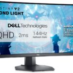 Dell S3422DWG Curved Gaming Monitor - 34 Inch 1800R Curved Screen with 144Hz Refresh Rate, WQHD (3440 x 1440) Display, HDMI, DP to DP 1.4 Cable, AMD FreeSync - Black  Electronics