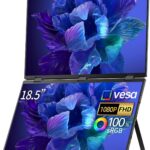 18.5" Triple Screen Portable Monitor Set 120Hz, 100% sRGB, 1080P HDR - 330° Rotation, Folding Design Versatile Solution for Laptop, PC, Phone, Game Console Includes Stand and VESA Mount Plug and Play  Electronics