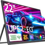 UPERFECT 22" 2K Portable Monitor w/VESA & 180°Adjustable Stand, 2560 * 1440 QHD FreeSync IPS HDR Large Gaming Display, USB-C HDMI Travel Second Monitor for Laptop Switch Phone  Electronics