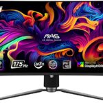 MSI MAG341CQP QD-OLED, 34 Curved OLED Gaming Monitor, 3440 x 1440 (UWQHD), OLED 0.03ms Response time, 175Hz, True Black HDR 400, HDMI, DP Port, USB Type C, Tilt, Height,Black  Electronics