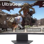 LG 27GS60QC-B Ultragear Curved Gaming Monitor 27-Inch QHD (2560x1440) 180Hz 1ms 1000R AMD FreeSync HDR10 HDMIx2 DisplayPort Borderless Design Black Stabilizer DAS Crosshair FPS Counter - Black  Electronics