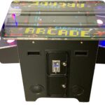 TOP US VIDEO ARCADES Full Size Commercial Grade Cocktail Arcade Machine 2 Player Upgraded Trackballs 412 Games 22" LCD Screen Tempered Glass 2 Stools Included 5 Year Warranty Black  Electronics